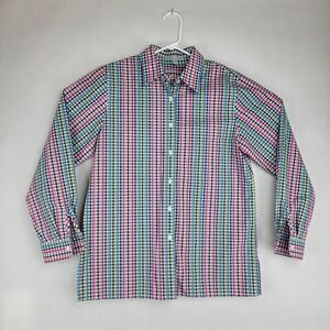 Foxcroft Womens Size 8 Multicolor Checkered Wrinkle Free Classic Fit Long Sleeve